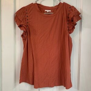 Maurices Terracotta Ruffle Sleeve Blouse